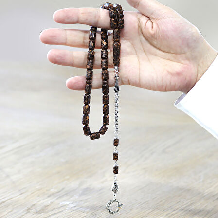 Kararmaz Metal Püsküllü Kapsül Kesim Kahverengi Kokulu Tarçın Ağacı Tesbih