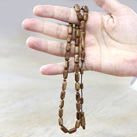 Sistemli Kolye Kesim Açık Kahverengi Cilalı Kuka Tesbih