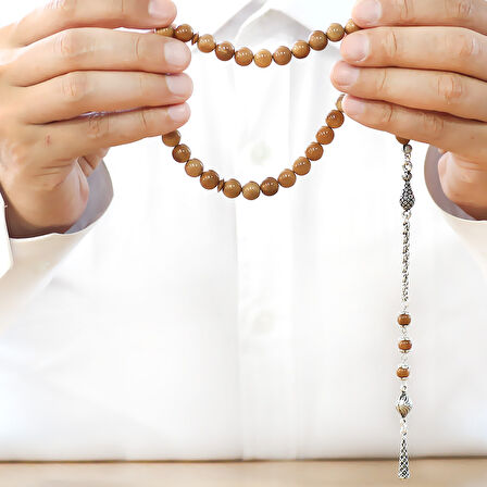 Kararmaz Metal Arnavut Zincir Püsküllü Küre Kesim Açık Kahverengi Cilalı Kuka Tesbih