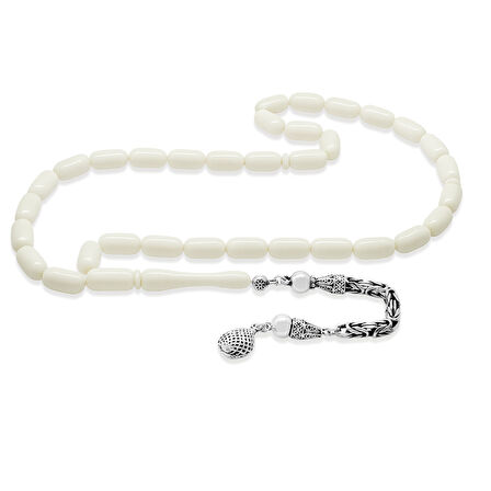 Deve Kemiği Tesbih - 925 Ayar Gümüş Kral Püsküllü - Kapsül Kesim