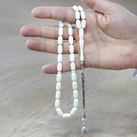 Deve Kemiği Tesbih - 925 Ayar Gümüş Kral Püsküllü - Kapsül Kesim