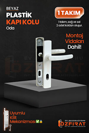 PVC Pimapen Plastik Oda Kapı Kolu – Beyaz – (1 Takım)