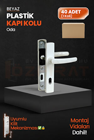 PVC Pimapen Plastik Oda Kapı Kolu – Beyaz – (40 Takım)