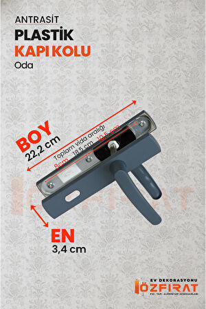 PVC Pimapen Plastik Oda Kapı Kolu – Antrasit – (3 Takım)