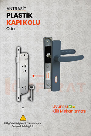 PVC Pimapen Plastik Oda Kapı Kolu – Antrasit – (3 Takım)