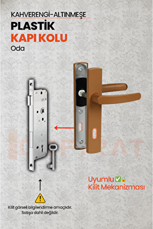 PVC Pimapen Plastik Oda Kapı Kolu – Altınmeşe/Kahverengi – (3 Takım)