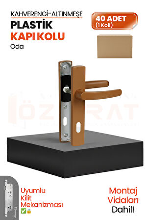 PVC Pimapen Plastik Oda Kapı Kolu – Altınmeşe/Kahverengi – (40 Takım)