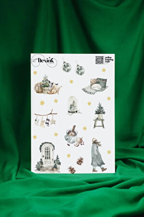 Grey Winter Şeffaf Sticker Seti Scrapbook Ajanda Journal Bullet Planner Telefon