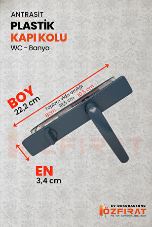 PVC Pimapen Plastik Banyo, Tuvalet, WC Kapı Kolu – Antrasit –  (40 Takım / 1 Koli)