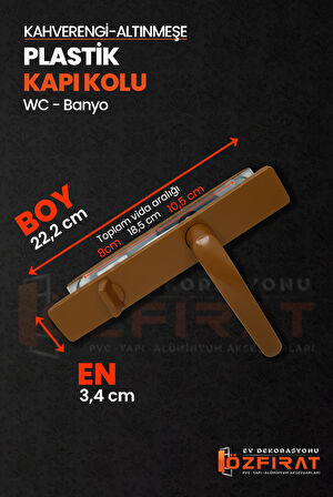 PVC Pimapen Plastik Banyo, Tuvalet, WC Kapı Kolu – Altınmeşe/Kahverengi –  (5 Takım)