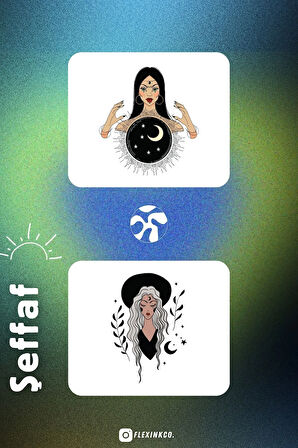 Tarot Şeffaf Sticker Seti Scrapbook Ajanda Journal Bullet Planner Telefon