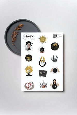 Tarot Şeffaf Sticker Seti Scrapbook Ajanda Journal Bullet Planner Telefon