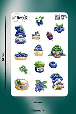 Sevimli Yaban Mersini Şeffaf Sticker Seti Scrapbook Ajanda Journal Bullet Planner Telefon