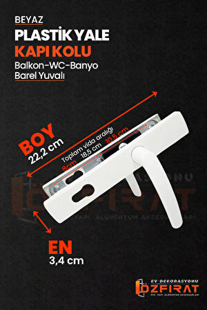 PVC Pimapen Plastik Yale Kapı Kolu – Balkon, Tuvalet (WC), Banyo İçin – Beyaz – (1 Takım)
