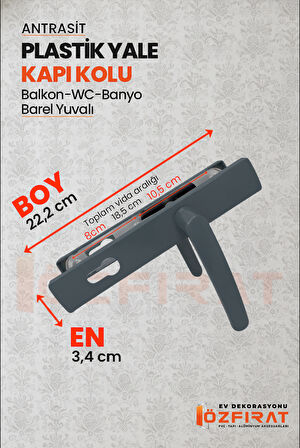 PVC Pimapen Plastik Yale Kapı Kolu – Balkon, Tuvalet (WC), Banyo İçin – Antrasit – (5 Takım)