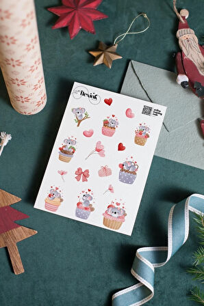 Love Koala Şeffaf Sticker Seti Scrapbook Ajanda Journal Bullet Planner Telefon