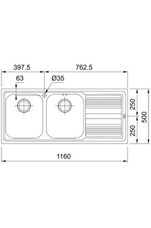 Franke Logica Line Llx 621-116 2 Gözlü Sağ Damlalıklı Eviye  101.0085.849