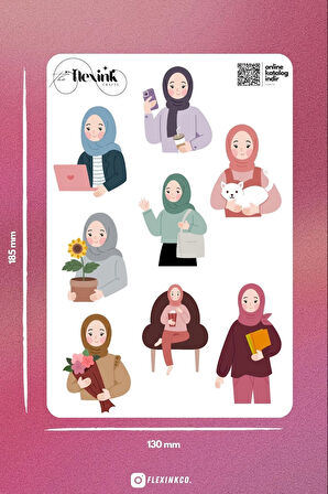 Müslim Hijab Girl Şeffaf Sticker Seti Scrapbook Ajanda Journal Bullet Planner Telefon