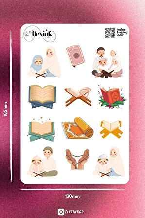 Kuran Okuma Temalı Şeffaf Sticker Seti Scrapbook Ajanda Journal Bullet Planner Telefon