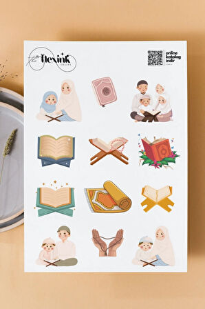 Kuran Okuma Temalı Şeffaf Sticker Seti Scrapbook Ajanda Journal Bullet Planner Telefon