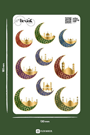 Ramazan Hilal Temalı Şeffaf Sticker Seti Scrapbook Ajanda Journal Bullet Planner Telefon