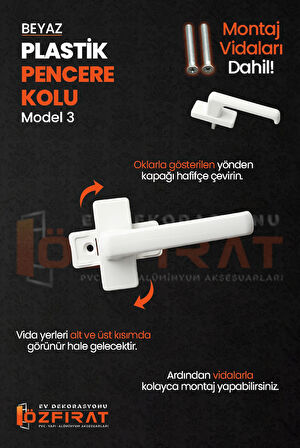 Pimapen PVC Pencere Kolu – Plastik – Beyaz – Model 3 – (2 Adet)