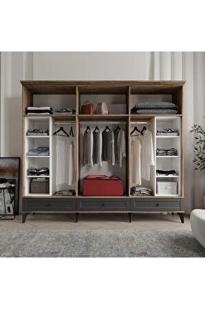 DALİ 6 KAPAKLI ANTRASİT GARDIROP TAMAMI MDF