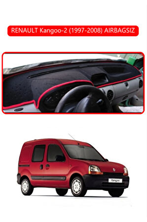 Renault Kangoo-2 (1997-2008) Aırbagsız Torpido Koruma  Halısı -  Kırmızı Kenar