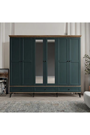 DALİ 6 KAPAKLI YEŞİL GARDIROP TAMAMI MDF
