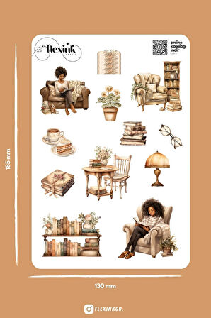 Kitap Sevgisi-2 Şeffaf Sticker Seti Scrapbook Ajanda Journal Bullet Planner Telefon