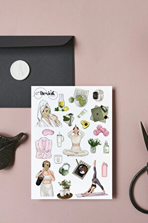 Yoga Pilates ŞEFFAF Sticker Seti Scrapbook Ajanda Journal Bullet Planner Telefon