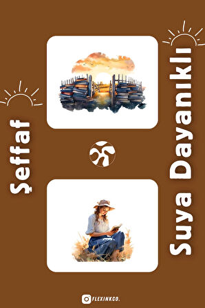 Farm Reading 2 ŞEFFAF Sticker Scrapbook Ajanda Journal Bullet Planner Telefon