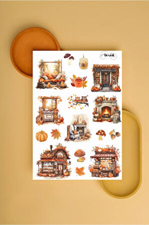 Cozy Sonbahar ŞEFFAF Sticker Scrapbook Ajanda Journal Bullet Planner Telefon