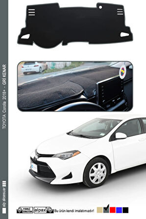TOYOTA Corolla Torpido Koruyucu 2018 ve Üzeri Modele Özel Üretim - Kenarı Gri