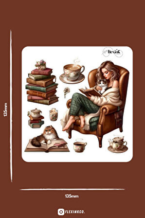 Cozy Kitap Okuma ŞEFFAF Sticker Scrapbook Ajanda Journal Bullet Planner Telefon