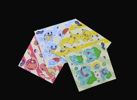 Özel Tasarım Başlangıç Pokemonları Sticker Set -4 Adet-
