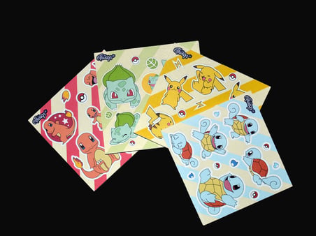 Özel Tasarım Başlangıç Pokemonları Sticker Set -4 Adet-
