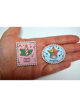 *özel Kesim* Yılbaşı-Merry Christmas- Stamp Sticker Set -20ADET-