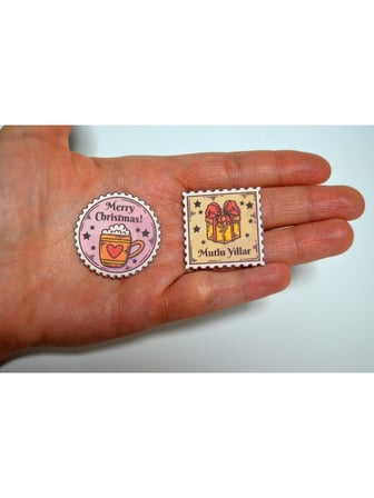 *özel Kesim* Yılbaşı-Merry Christmas- Stamp Sticker Set -20ADET-