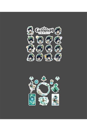 Genshin-venti 2 Li Sticker Set Parlak Kağıt