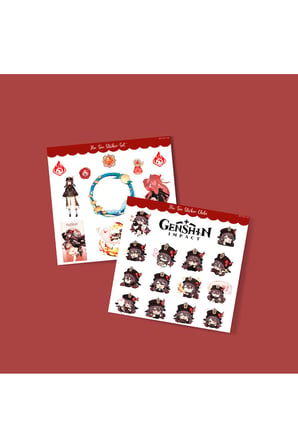 Genshin-Hu Tao 2 Li Sticker Set Parlak Kağıt