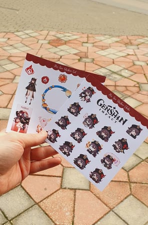 Genshin-Hu Tao 2 Li Sticker Set Parlak Kağıt