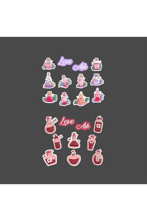 Love Potion - Aşk İksiri - Sevgililer Günü 2 Adet Sticker Set