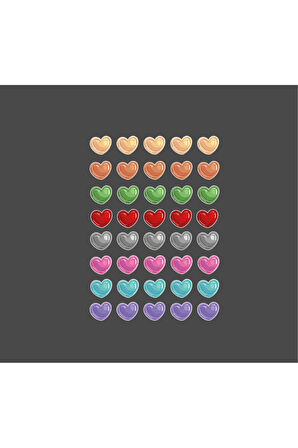 Renkli Kalpler Sticker Set -1 adet büyük boy, 2 adet küçük boy- Colours of Love mat kağıt