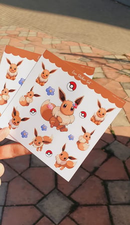 Eeve Pokemon Sticker Set *Parlak Kağıt* 2 ADET