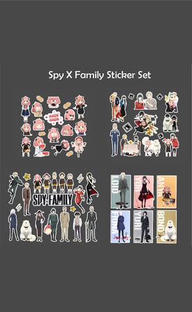Spy X Family 4 Farklı Sticker Set Etiket Kağıdı -Anya - Loid - Yor -Bond - Yuri - Fiona-