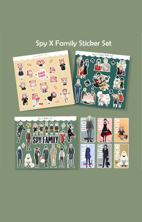 Spy X Family 4 farklı Sticker Seti Parlak Kağıt -Anya - Loid - Yor -Bond - Yuri - Fiona-