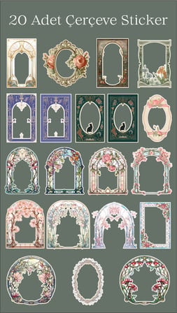 Vintage Çerçeveler -20 Adet- journal defter süsleme -etiket kağıdı- özel kesim