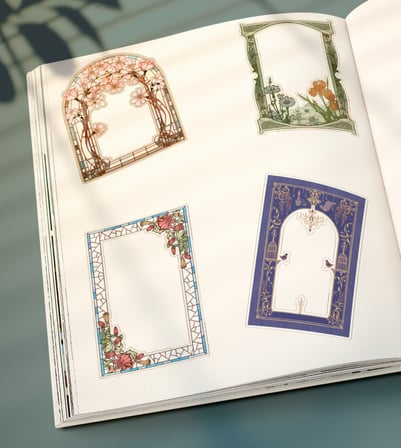 Vintage-journal defter için Çerçeve Süsleme -20 Adet- Parlak Kağıt-Özel Kesim