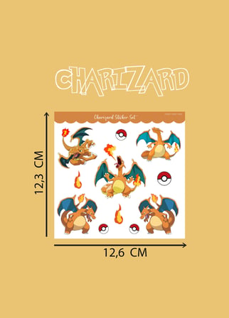 Charizard - Pokemon - sticker - parlak kağıt 2'li set